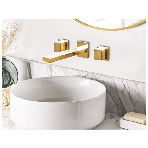 Rubinetto Miscelatore Da Parete Per Lavabo Pailon Ottone Oro - Foto 1