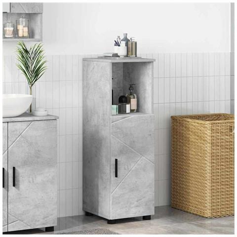 Mobile da Bagno con lo scaffale Grigio cemento 30 x 35 x 95 cm - Foto 2