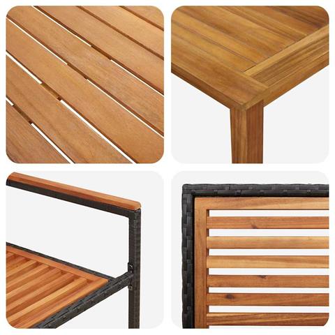 Set da Pranzo per Giardino 5 pcs Nero Poly Rattan - Foto 9