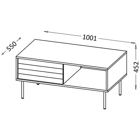CORTINA 490317 tavolino da caffè, comodino e consolle da soggiorno Tavolo da caffè Forma rettangolare 4 gamba /gambe - Foto 2
