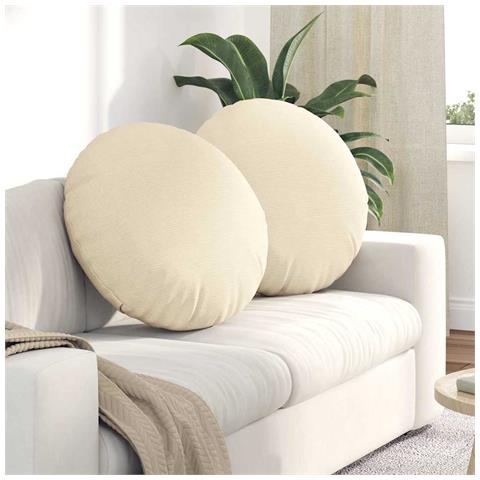 Cuscini per Seduta 2 pcs Crema Ø 60 cm Tessuto in Cords - Foto 2