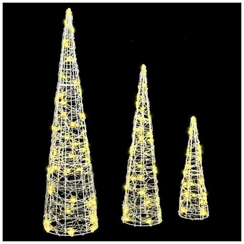 Albero di Natale 3 pcs Bianco caldo 20 x 20 x 80 cm Acrilico - Foto 2