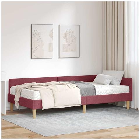 Struttura Letto Angolare con Materasso 2 pcs Grigio Tessuto - Foto 2