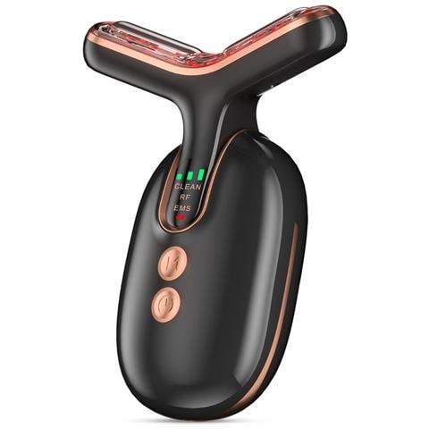 Massaggiatore Per Collo Ems: Dispositivo Di Lifting Viso Con Rf, Led E Microcorrente Per Rassodare La Pelle Black&gold - Foto 1