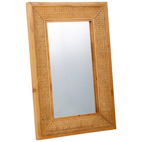 Specchio Da Parete In Legno E Rete Marrone 60x04x90h - Foto 1