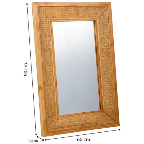 Specchio Da Parete In Legno E Rete Marrone 60x04x90h - Foto 6