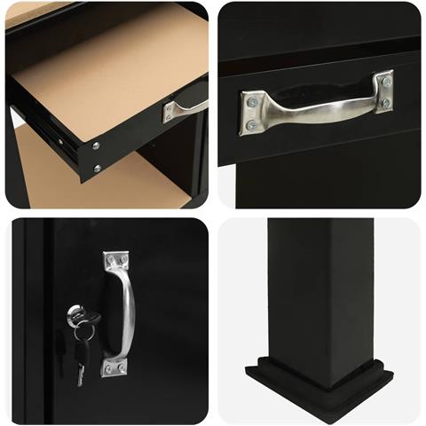 Banco da lavoro con cassetto con blocco Nero 90 x 49 x 91 cm - Foto 9
