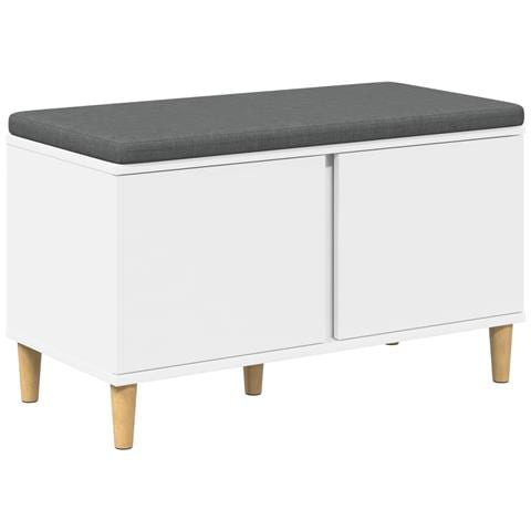 Panca per ingresso con cuscino con porta Bianco 80 x 38 x 46 cm - Foto 1