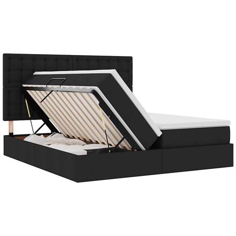 Letto con luci a strisce a LED Nero 200 x 200 cm Tessuto - Foto 9