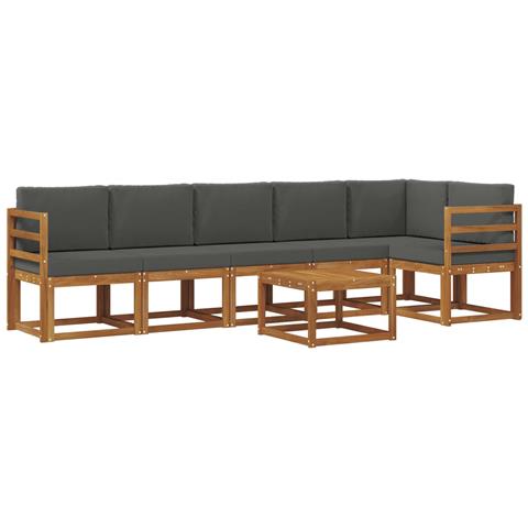 Set di divani da esterno con cuscino 7 pcs Naturale e Antracite - Foto 1