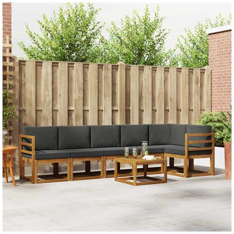 Set di divani da esterno con cuscino 7 pcs Naturale e Antracite - Foto 2
