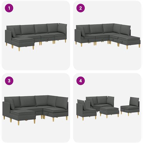 Set di divani modulari con spazio di archiviazione 5 pcs - Foto 9