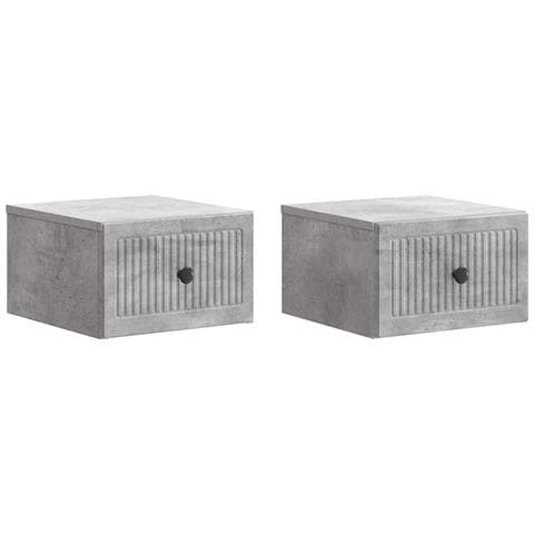 Mobiletto da notte a muro con cassetto 2 pcs Grigio Cemento - Foto 1