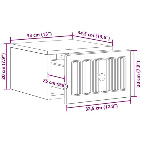 Mobiletto da notte a muro con cassetto 2 pcs Grigio Cemento - Foto 9