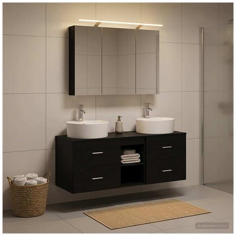 Set di mobili per il bagno 4 pcs Rovere Nero - Foto 2
