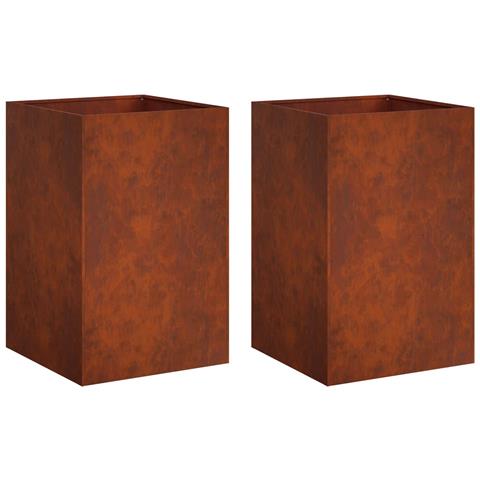 Vaso da giardino 2 pz Ruggine 40 x 40 x 75 cm Acciaio Corten - Foto 1