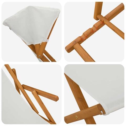 Lettino 4 pcs 3 Posizione Legno di Eucalipto Massello Crema - Foto 2