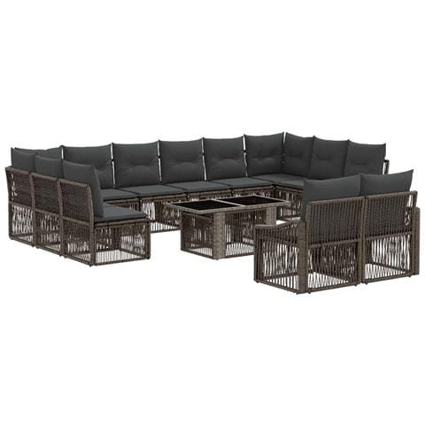 Set Divano da Giardino 13 pz Grigio e Grigio Scuro polyrattan - Foto 1