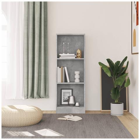 Libreria a 3 Ripiani Cemento 40x24x109 cm in Legno Multistrato - Foto 2