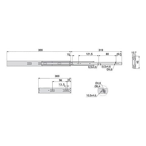 3051005 Guida Binario Con Cuscinetti A Sfere Ad Estrazione Totale E Chiusura Ammortizzata, Zincato, L 300mm, Set Di 5 Pezzi - Foto 3