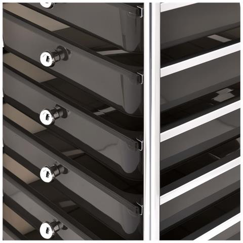 Carrello Portaoggetti Mobile Con 10 Cassetti Nero In Plastica - Foto 7