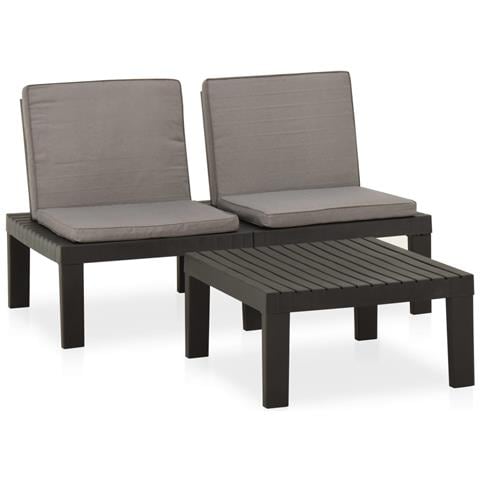 Set Divani Da Giardino Con Cuscini 2 Pz In Plastica Grigio - Foto 1
