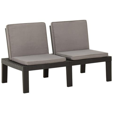 Set Divani Da Giardino Con Cuscini 2 Pz In Plastica Grigio - Foto 10