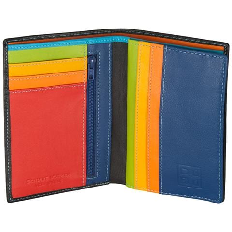Portafoglio da uomo a libro in pelle multicolore con lampo Nero - Foto 1