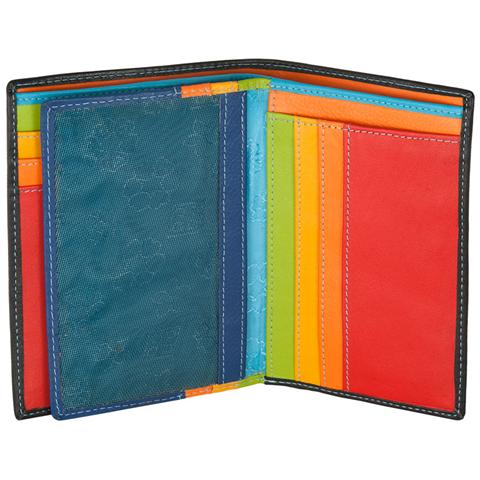 Portafoglio da uomo a libro in pelle multicolore con lampo Nero - Foto 8