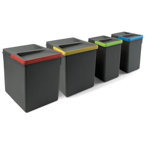 Pattumiera Differenziata Con 4 Contenitori, Altezza 26,6 Cm. - Foto 1