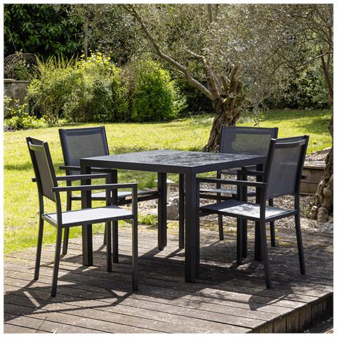 Set Di Mobili Da Giardino In Textilene Grigio Bergamo 4 Posti - Alluminio Antracite - Foto 11