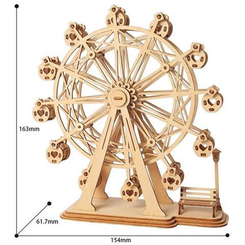 Puzzle 3d In Legno Giocattolo Kit Di Costruzione Artigianale In Legno Kit Di Miglior Modello, Ottimi Regali Per Ragazze E Donne (ruota Panoramica) - Foto 2