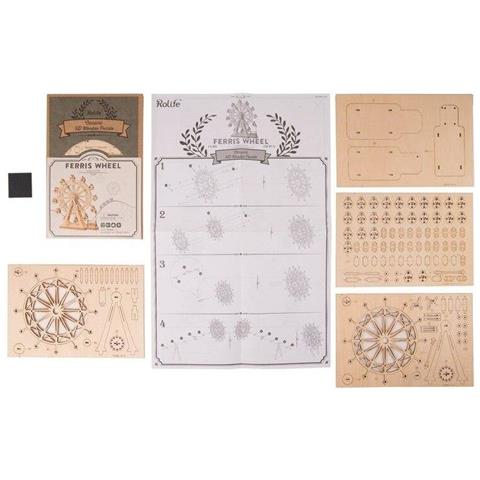 Puzzle 3d In Legno Giocattolo Kit Di Costruzione Artigianale In Legno Kit Di Miglior Modello, Ottimi Regali Per Ragazze E Donne (ruota Panoramica) - Foto 5