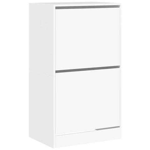 Scarpiera Con 2 Cassetti Ribaltabili Bianca 60x42x108 Cm - Foto 2