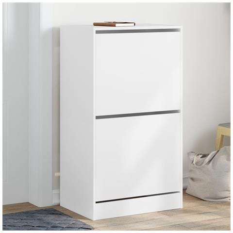 Scarpiera Bianca 52x30x104 Cm Legno Massello Di Pino FECD100863 - Foto 2