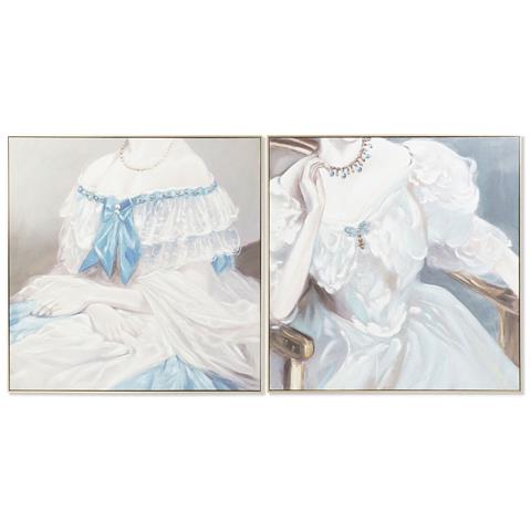 Quadro Dkd Home Decor Donna Tradizionale 102 X 4,5 X 102 Cm (2 Unità) - Foto 1