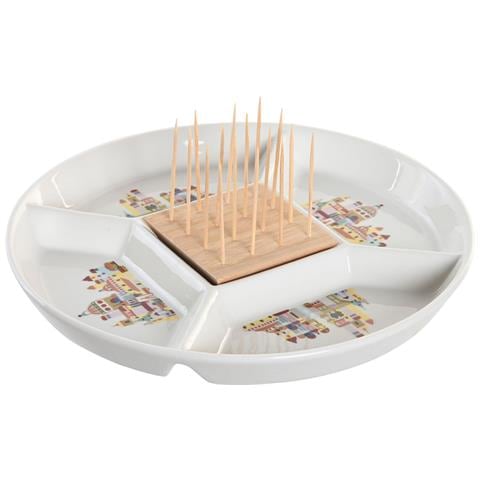 Set Da Aperitivo Dkd Home Decor 23,5 X 23,5 X 7 Cm Naturale Rosso Multicolore Gres Cottage Case - Foto 1