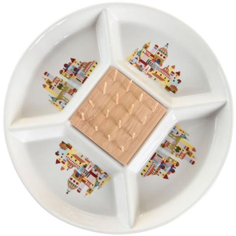 Set Da Aperitivo Dkd Home Decor 23,5 X 23,5 X 7 Cm Naturale Rosso Multicolore Gres Cottage Case - Foto 2