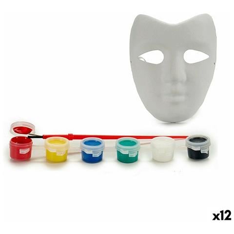 Set Attività Manuali Maschera Bianco Plastica (12 Unità) - Foto 1