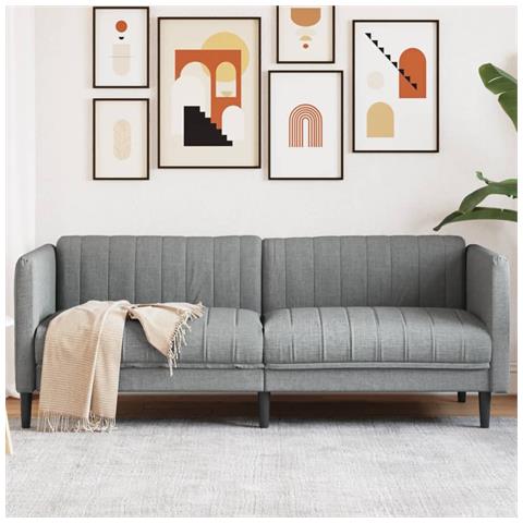 Divano A 3 Posti Grigio Chiaro In Tessuto - Foto 1