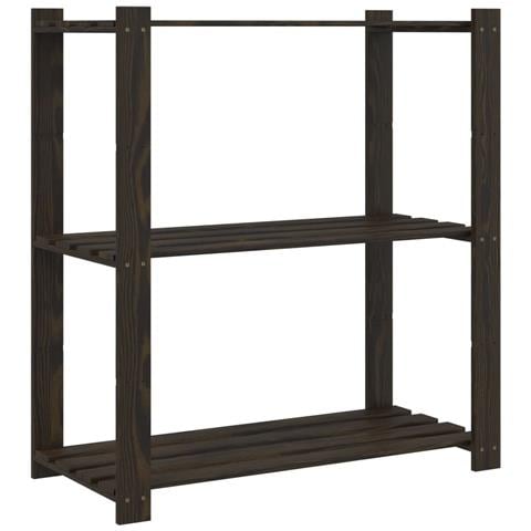 Scaffale A 3 Livelli Nero 80x38x90 Cm In Legno Massello Di Pino - Foto 2