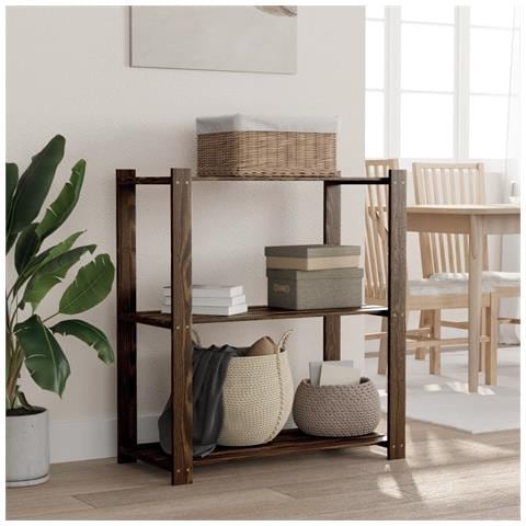 Scaffale A 3 Livelli Nero 80x38x90 Cm In Legno Massello Di Pino - Foto 1