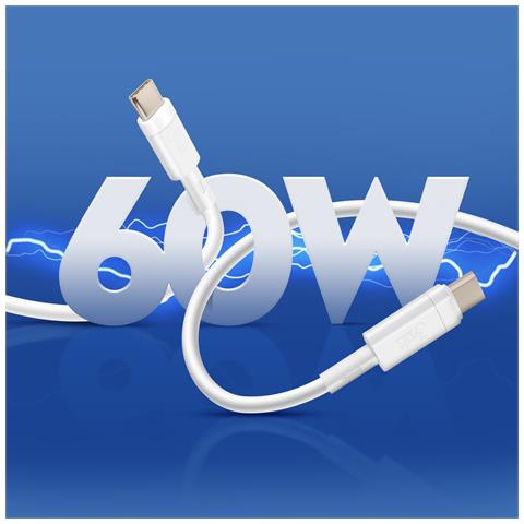 Cavo Da Usb-c Verso Usb-c 60w Ricarica Rapida 1 Metro, Bianco - Foto 5