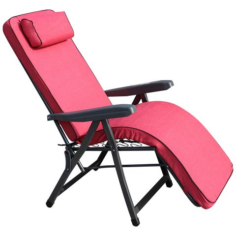 Poltrona In Acciaio E Tessuto Con Schienale E Poggiapiedi Regolabili In 6 Posizioni Benevento - Red - Foto 1