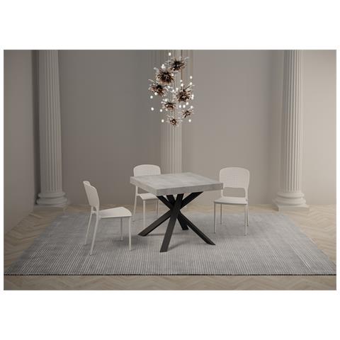Tavolo Allungabile 90x90/194 Cm Clerk Premium Piano Cemento - Gambe Antracite - Foto 4