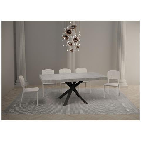 Tavolo Allungabile 90x90/194 Cm Clerk Premium Piano Cemento - Gambe Antracite - Foto 2