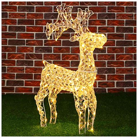 Renna Natalizia Luminosa 3d In Cristalli Acrilici 100 Led Bianco Caldo H. 70 Cm - Foto 1