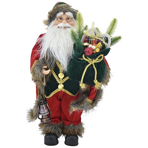 Statuina Babbo Natale Addobbo Statuetta 40cm Vestiti In Tessuto E Sacco Natalizio - Foto 4