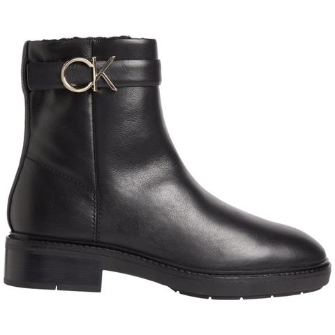 Rubber Sole Ankle Boot Hw Stivaletti Pelle Scarpe Donna Nero Eu 36, Hw0hw01257 Bax - Foto 1