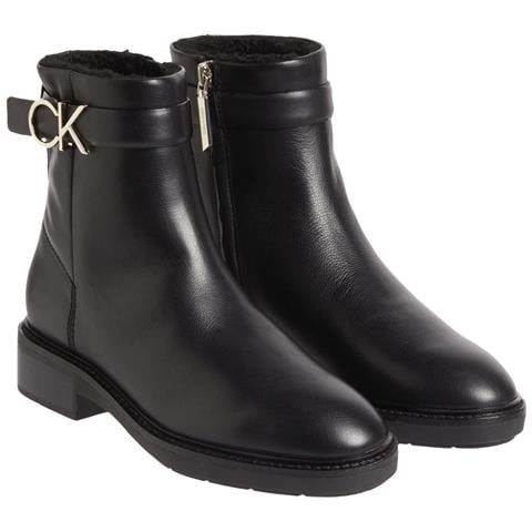 Rubber Sole Ankle Boot Hw Stivaletti Pelle Scarpe Donna Nero Eu 36, Hw0hw01257 Bax - Foto 2